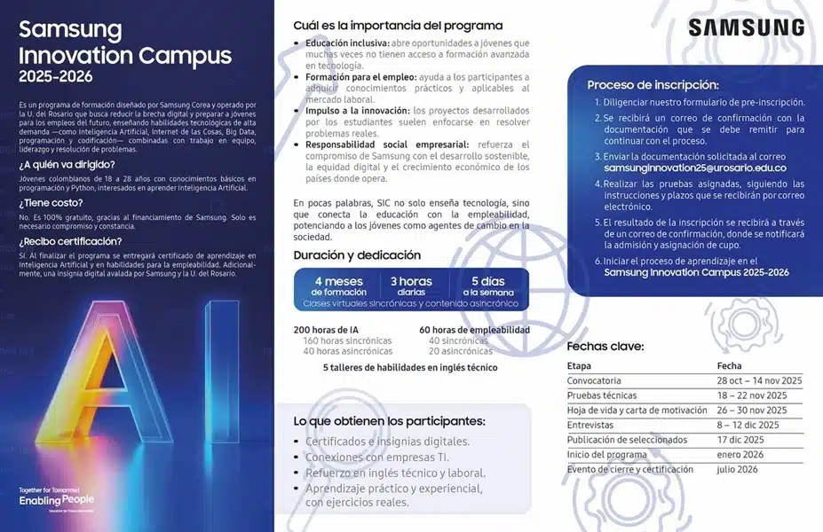 Samsung Abre Convocatoria para Aprender Inteligencia Artificial Gratis.