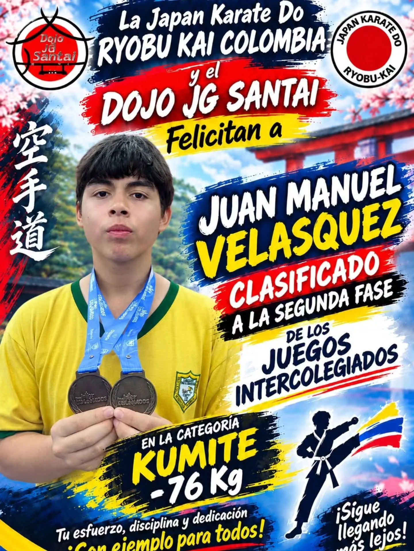 Juan Manuel Velásquez, Campeón Departamental de Karate en Intercolegiados